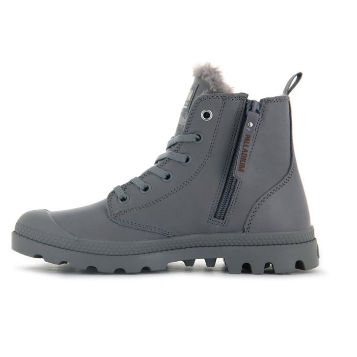 Dámské Boty Palladium Pampa Hi Zip Leather S Šedé | CZ BYO-15G